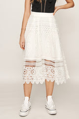 Jeanne Midi Skirt - White
